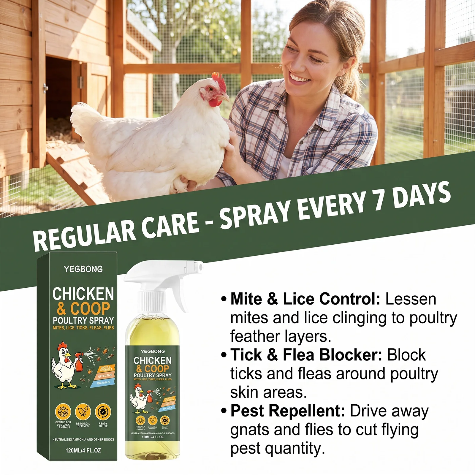 Geflügel- und Hühnerstall-Anti-Floh-Spray Floh- und Läuseentferner Externes Insektenschutzmittel Entwurmungsmittel Hygiene-Pflegeprodukte – Detail 7