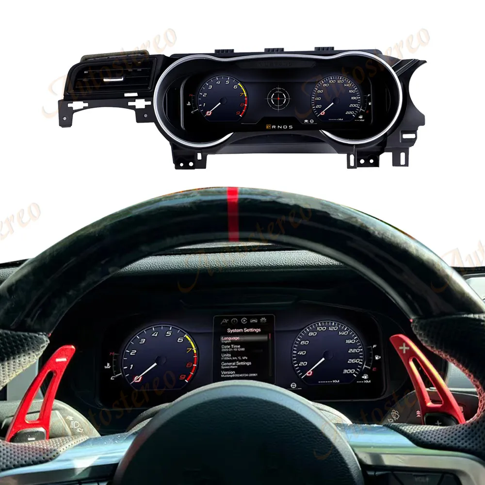 12.3-inch digital instrument cluster For Ford Mustang 2015-2021 odometer tachometer instrument cluster IOS Carplay support