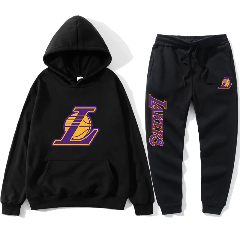 Autumn Winter Fashion Men\'S Women\'S Sports Suits Team Printing Hoodie Set Couples Tracksuit Hooded Basketball Sweatpants Suit