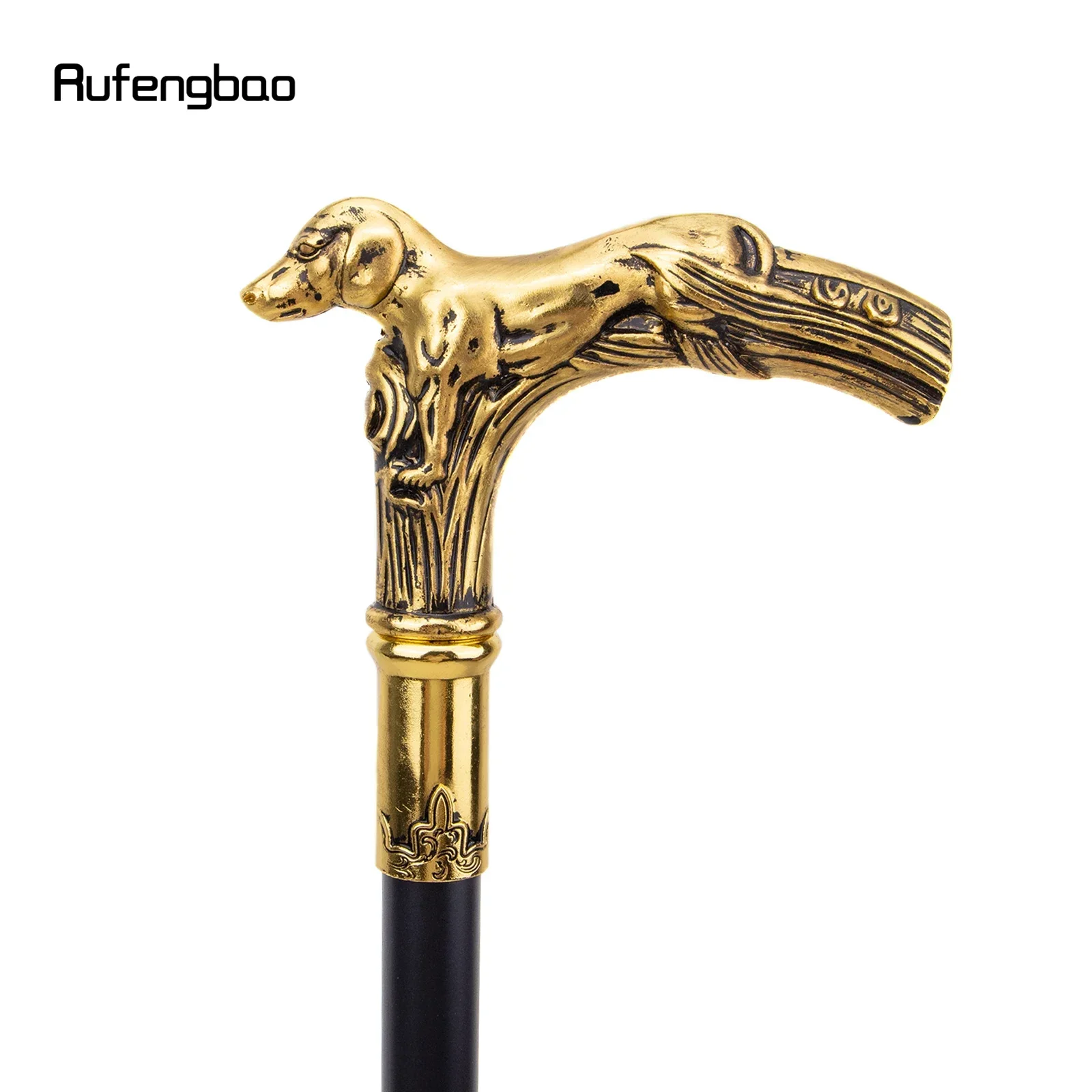 Golden Dog Handle หรูหรารูปแบบเดิน Stick Party แฟชั่น Elegant Walking Stick ตกแต่ง Cosplay Cane ลูกบิด Crosier 90 ซม