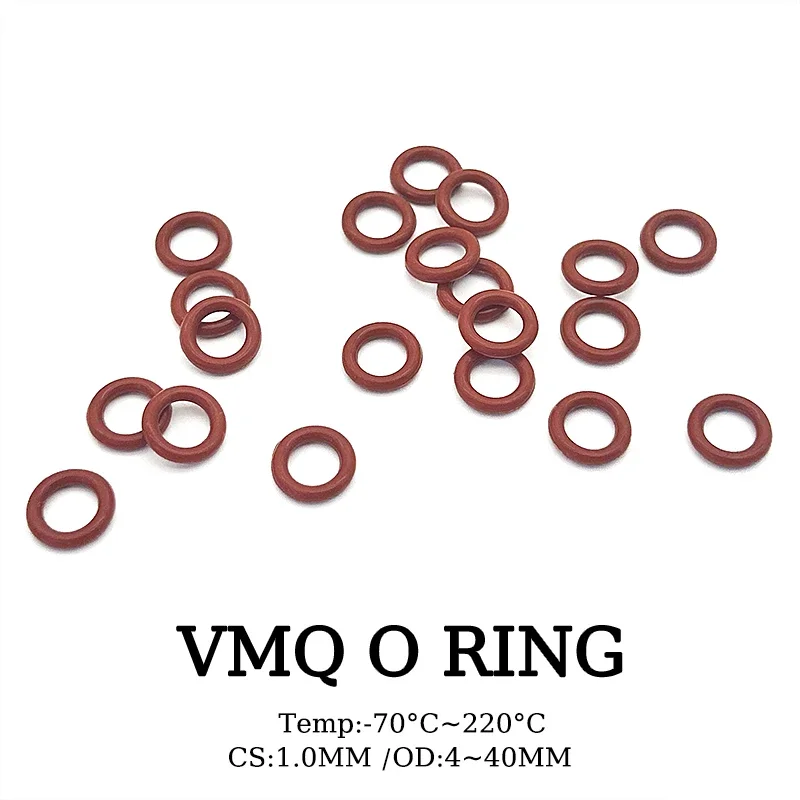 VMQ Food Grade Silicone Rode O-ring CS 1mm OD 4mm ~ 40mm Siliconen O-ring Pakking Rubber Hoge elastische ringafdichting O-type Pakking