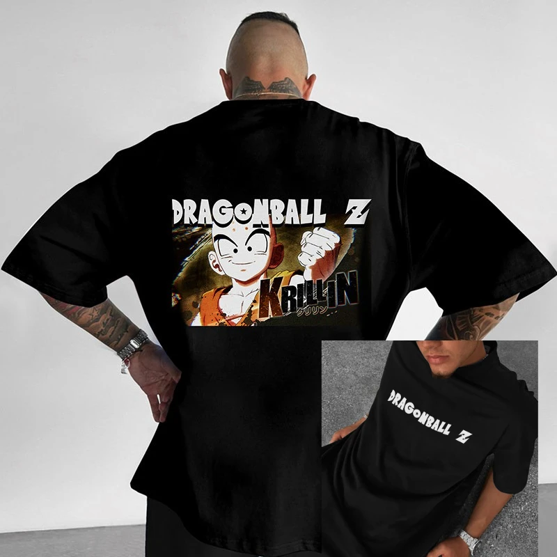 Camiseta de Manga Corta para Hombre, Estampado Digital de Anime Dragon Ball Db, Verano, Holgada, de Algodón Puro Pesado, a la Moda