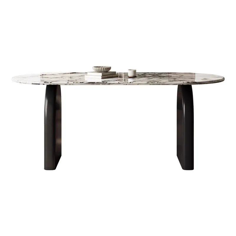 

French retro rock slab dining table household small apartment eating table antique designer marble dining table and chairs