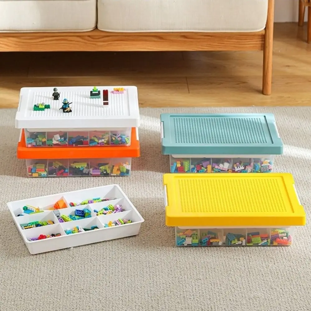 

2 Layers Building Blocks Storage Box Clear Stackable Children's Organizer Removable Cover Large Capacity Particle Holder for