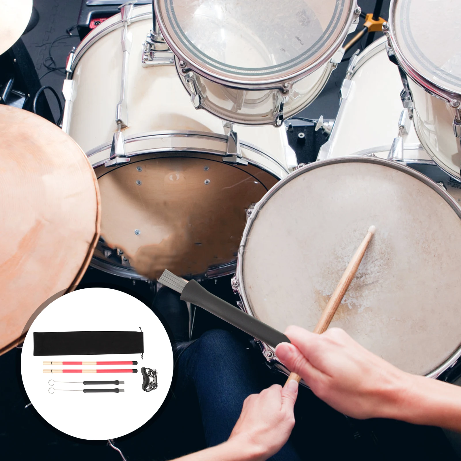 

Telescopic Musical Instruments and Drum Accessories Rollers Tambourine Plastic Brush Kit