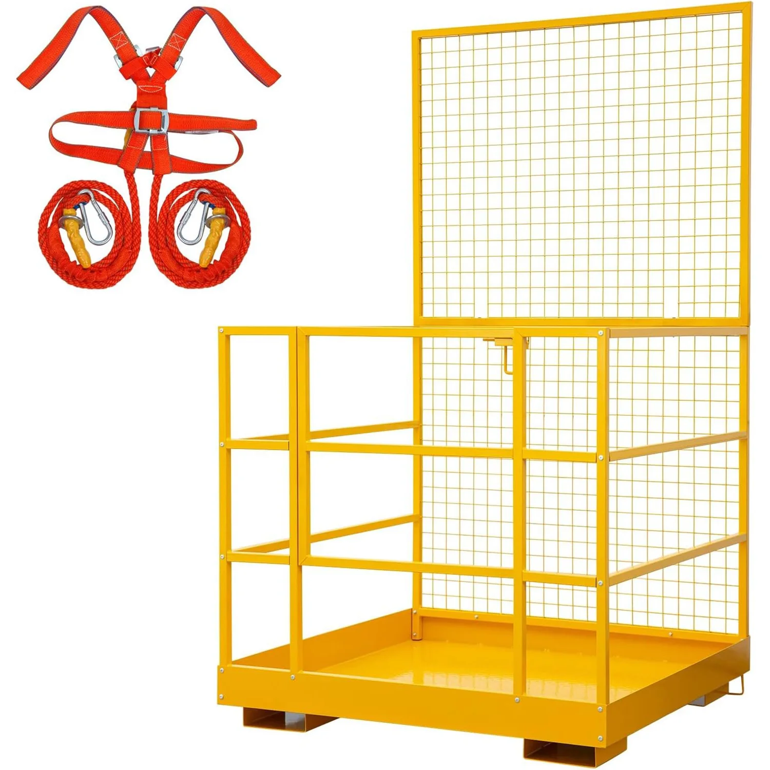 

Безопасная клетка для вилочного погрузчика 43x45 дюймов, грузоподъемность 1400 фунтов, рабочая платформа с ремнями безопасности, складная подъемная корзина, воздушная платформа