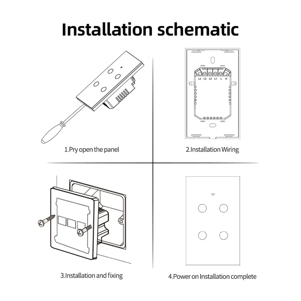 Melery Smart WiFi Tuya.Light Switch Touch Sensor Glass Panel with/without Neutral Wire US,by Alexa Google Home 1/2/3/4 Gang