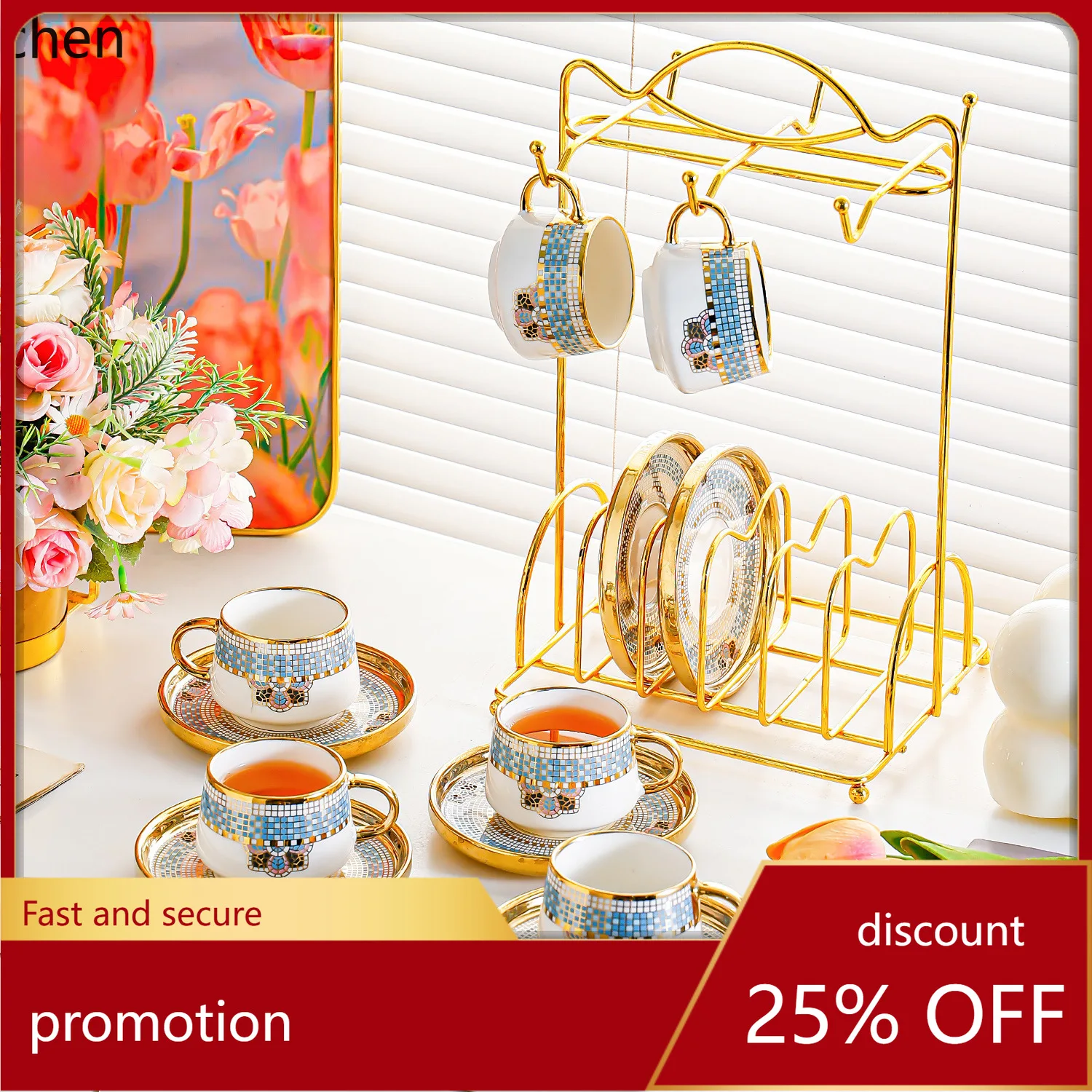 

ZML ceramic coffee cup and saucer set, specially designed to be thick and heat-resistant, suitable as a gift