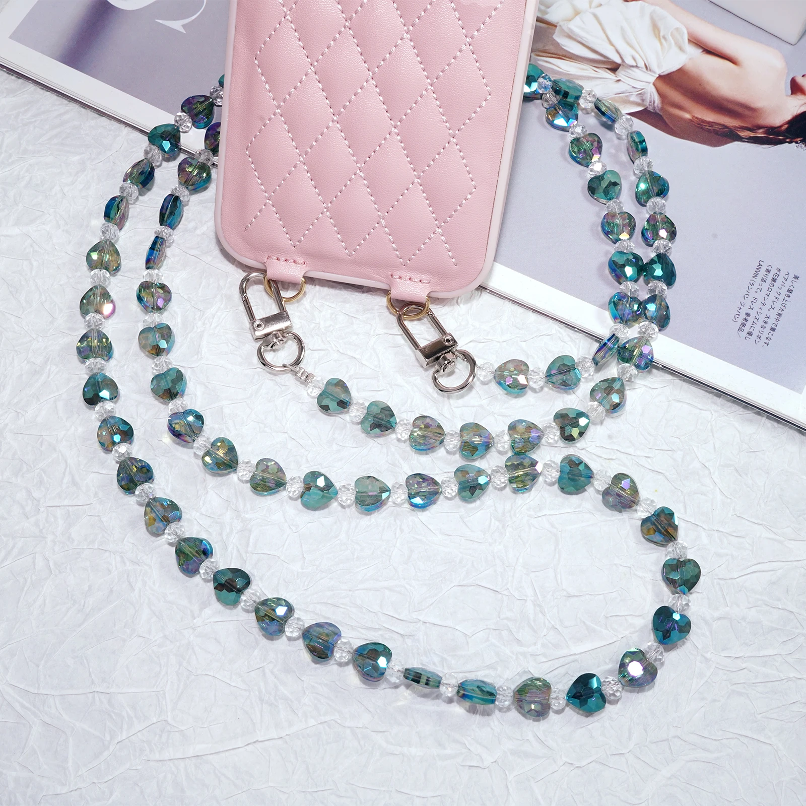 Love Cross-Body Universal Mobile Phone Lanyard Suitable Apple Samsung Huawei Xiaomi mobile Phones Crystal Cross-Body Lanyard