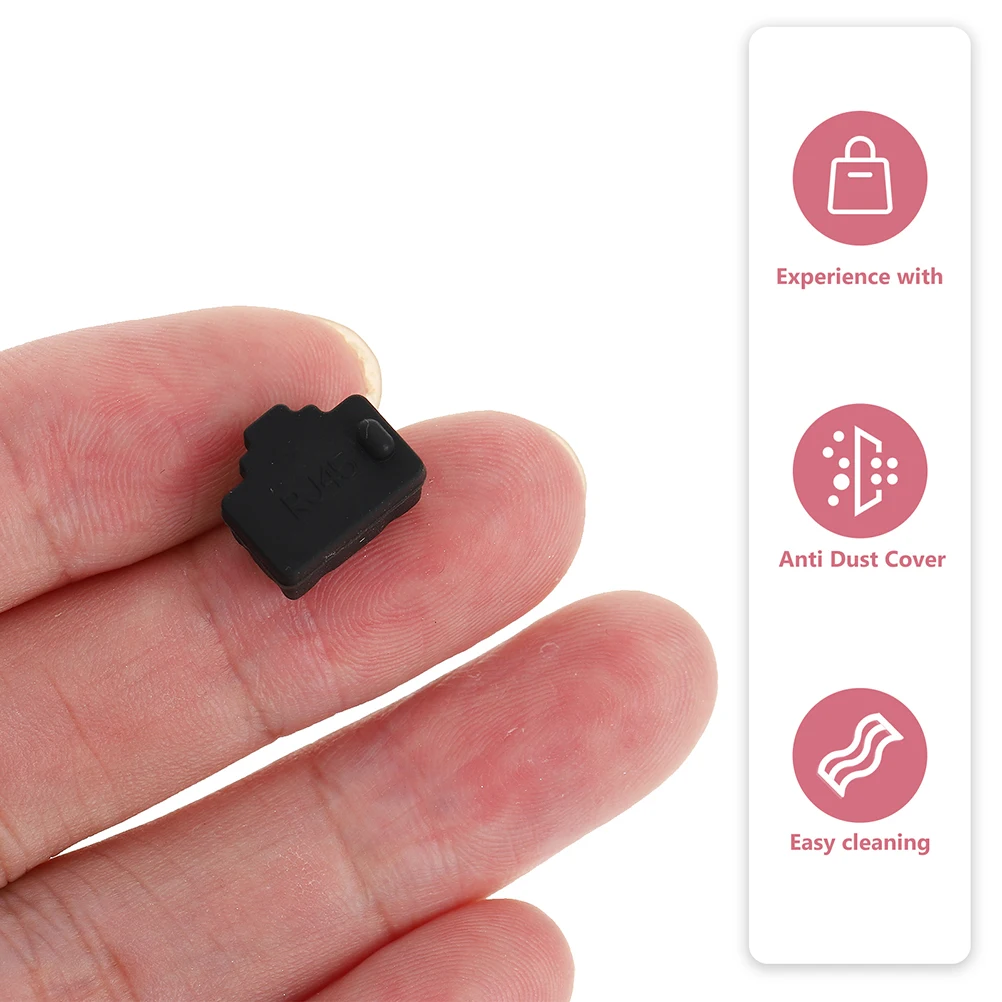 

50pcs Dust Cover Ethernet Port Jack Anti Dust Ethernet Hub Port Plug Protector Network Cable Interface Black Cap
