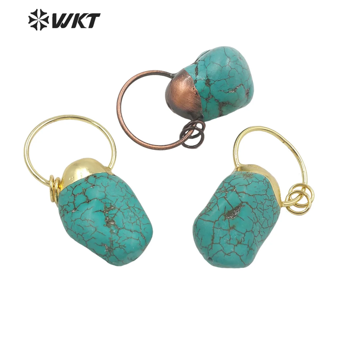 WT-N1423 Wholesale newest gold turquoise stone necklace women black rosary beads antique copper necklace boho necklace