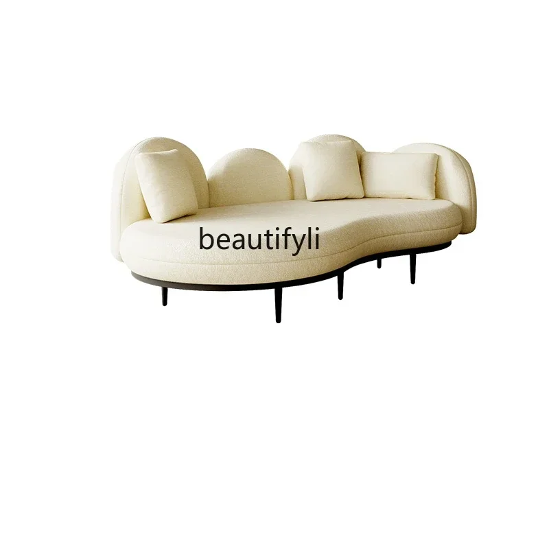 

FG44Cream Style Clothing Store Coffee Shop Small Apartment Sofa B & B Designer Fabric Special-Shaped Curved Sofa