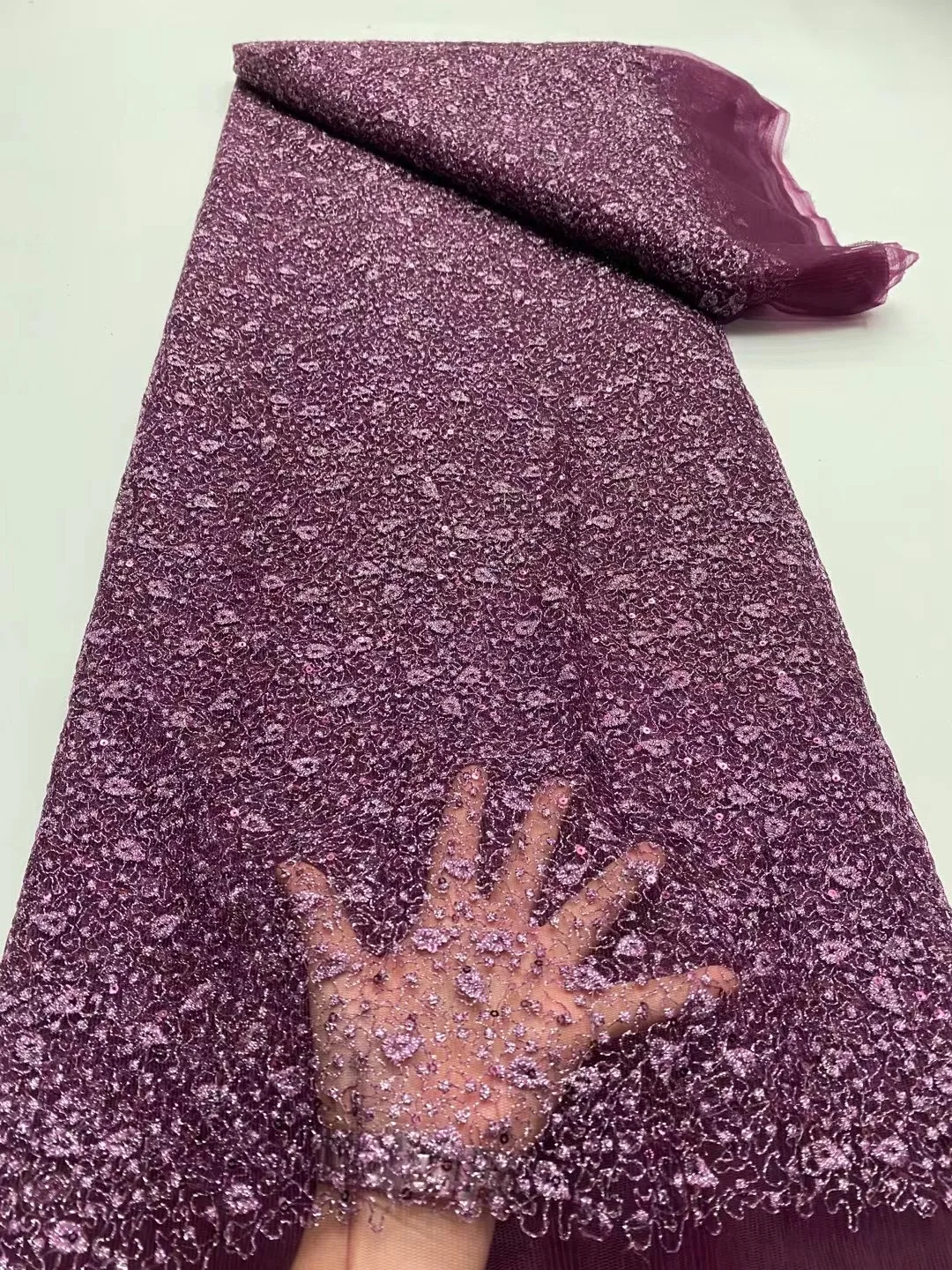 

Nigerian African High Quality Lace Fabric,Fabrics For Sewing By Meter,Sequin,2024,Tulle,Wedding Dresses,Embroidery,Mesh,5 Yards