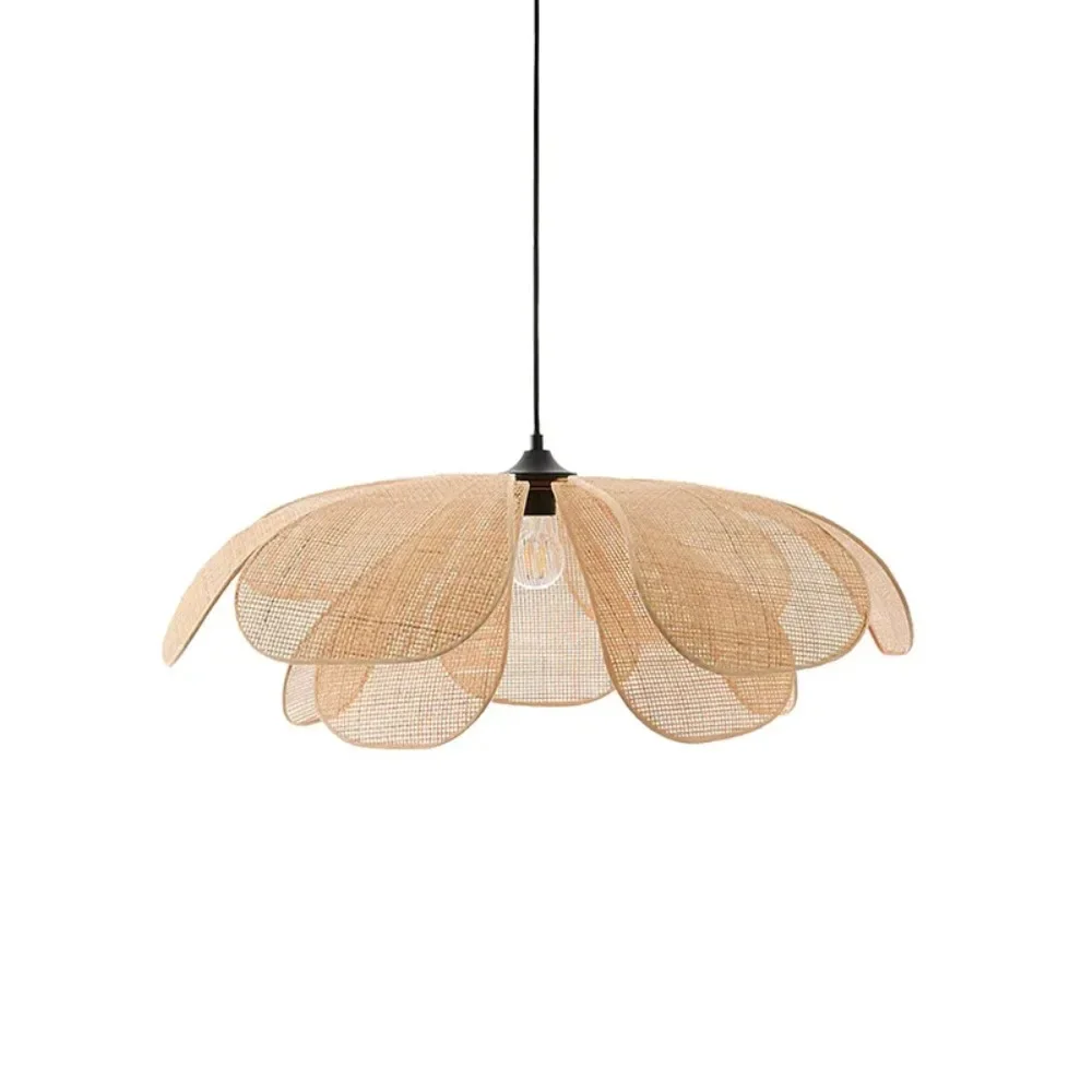 Rattan Chandelier Lights Retro Vine Pendant Lights E27 Tea Room Woven Petal Lamp Homestay Living Bedroom Restaurant Study
