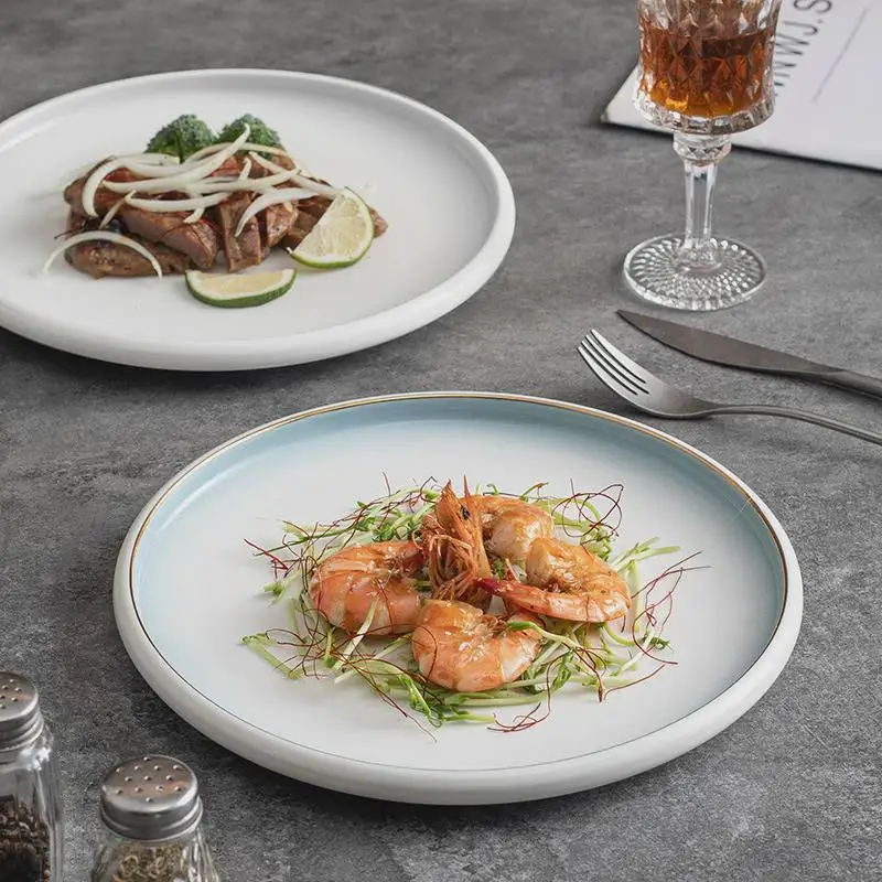 

Nordic Sle Cerc Plate Ijarl Home Use Dining Utensils Steak Di Deep Fi Plate Bone Di round ape China Made