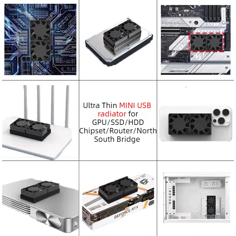 USB Mini Cooling Fan 4cm Ultra Thin Aluminum for GPU Motherboard Router Hard Drive North South Bridge HDD Chipset SSD 5V