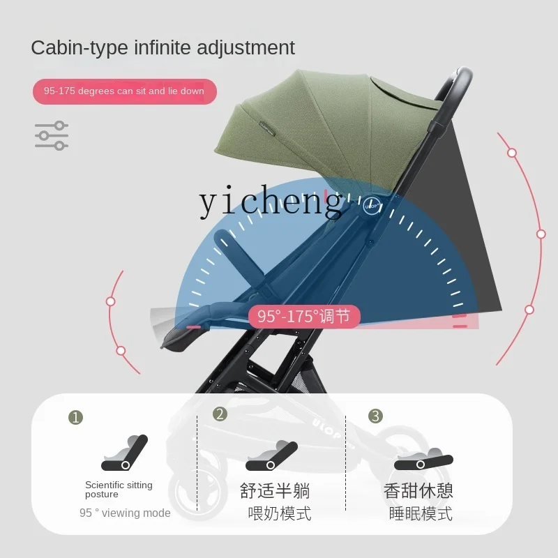 Tqh Kinderwagen Kan Zitten En Liggen Baby Auto Lichtgewicht Baby Pasgeboren Baby Kind Hoge Landschap Trolley