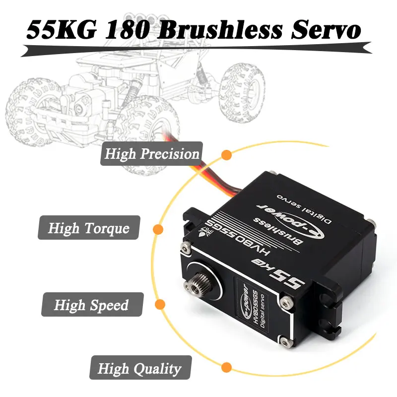 

E-POWERRC 55kg Waterproof Brushless HV Servo 180/270 Metal Magnetic Sensor High Torque Parts For 1/8 1/10 RC Car Traxxas Scx10