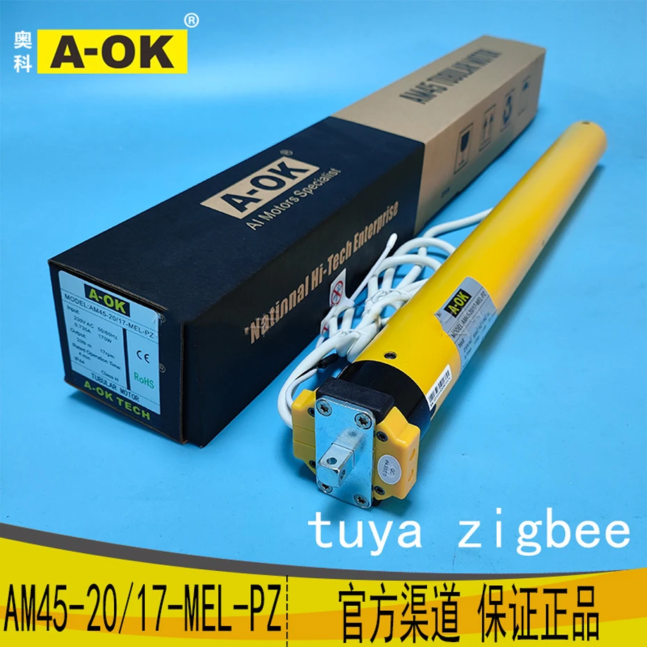 A-OK AM45 20/17 Smart Awning Blinds Tubular Motor,Tuya Zigbee +RF433 Control,for 50mm/55mm/65mm/70mm Tube Rolling Sunshade Motor