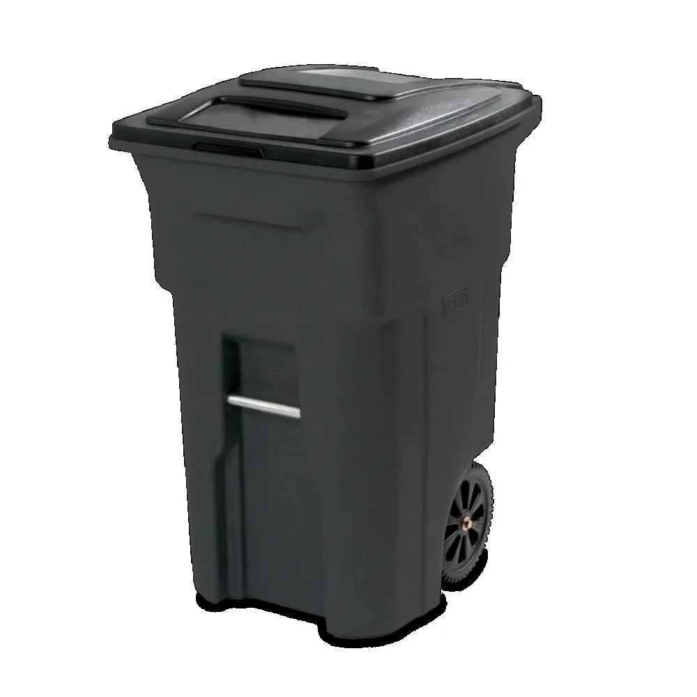 

64 gallon black garbage can with wheels and lid