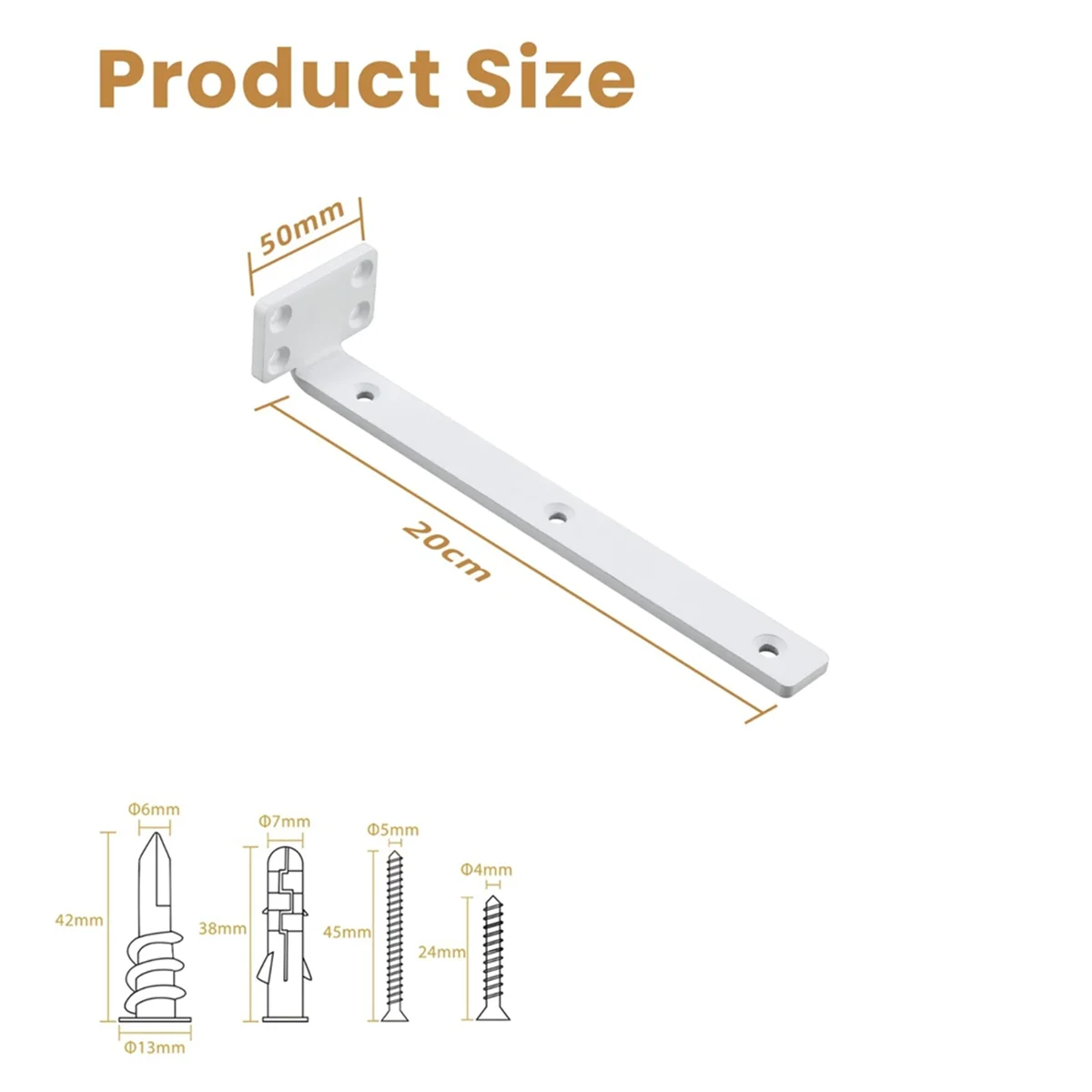 

ABNJ 4Pack Floating Shelf Bracket 8 Inch, Industrial Heavy Duty Shelf Brackets L Brackets Hidden Metal Shelf Bracket