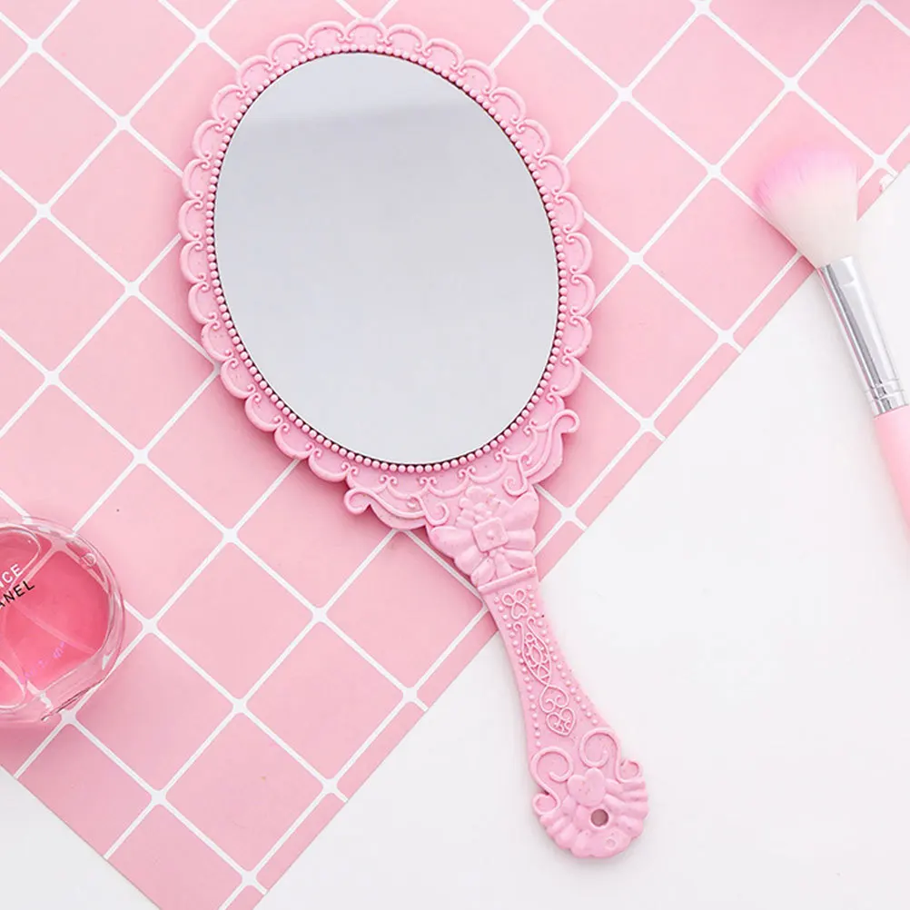 2 pçs espelho de maquiagem portátil estilo vintage espelho portátil viagem acessório beleza leve durável ferramenta maquiagem