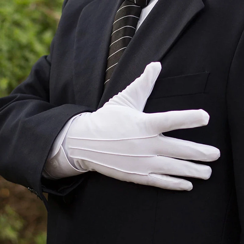 White Formal Gloves Men Women Etiquette Reception Honor Guard Hands Protector Parade White Gloves Formal Full Finger Glove