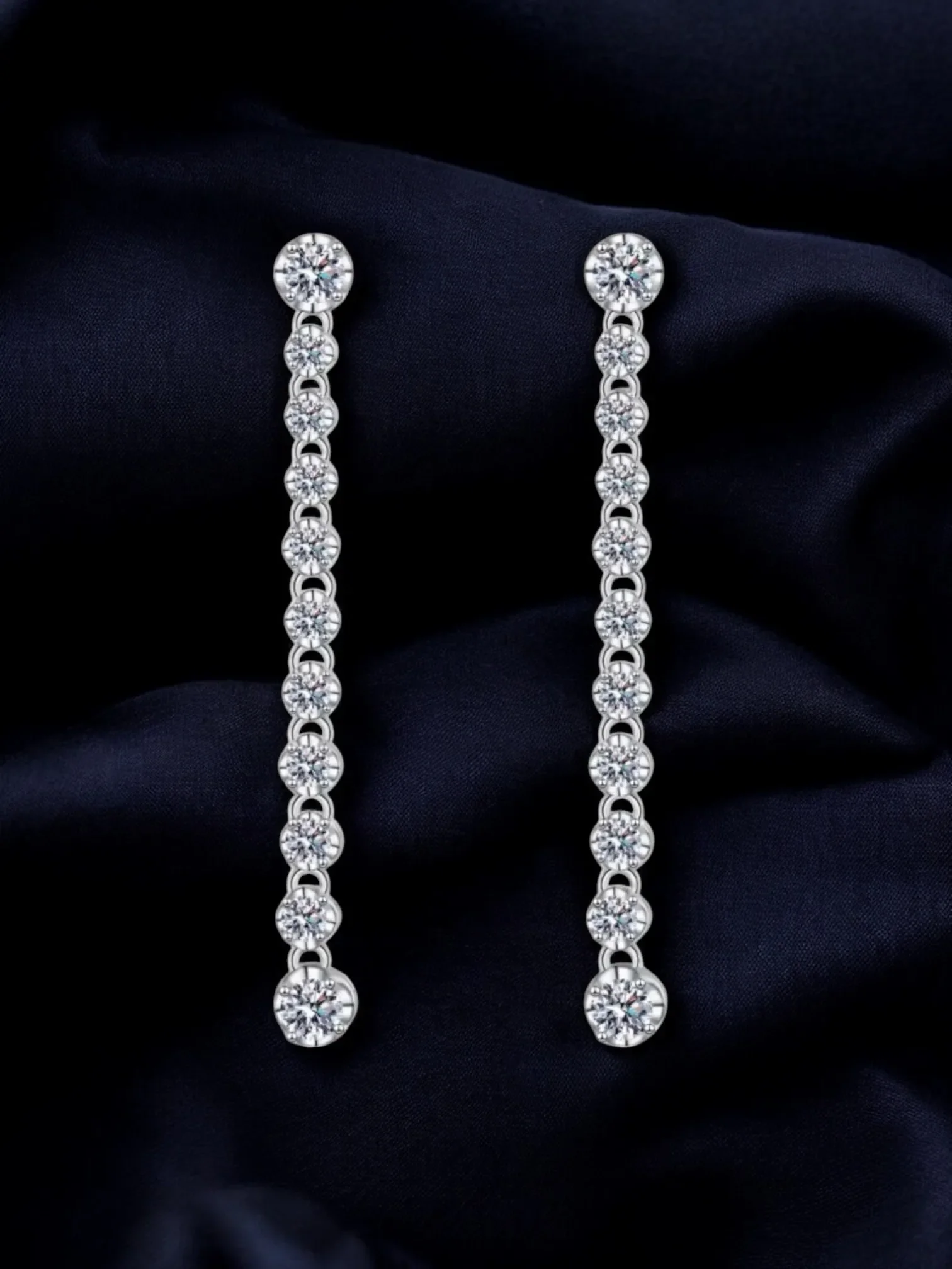 

Hot Sales-Silver Earrings Jewelry GRA Moissanite 925 Sterling Silver Earrings Fringed Long Row Earrings Light Luxury And High-en