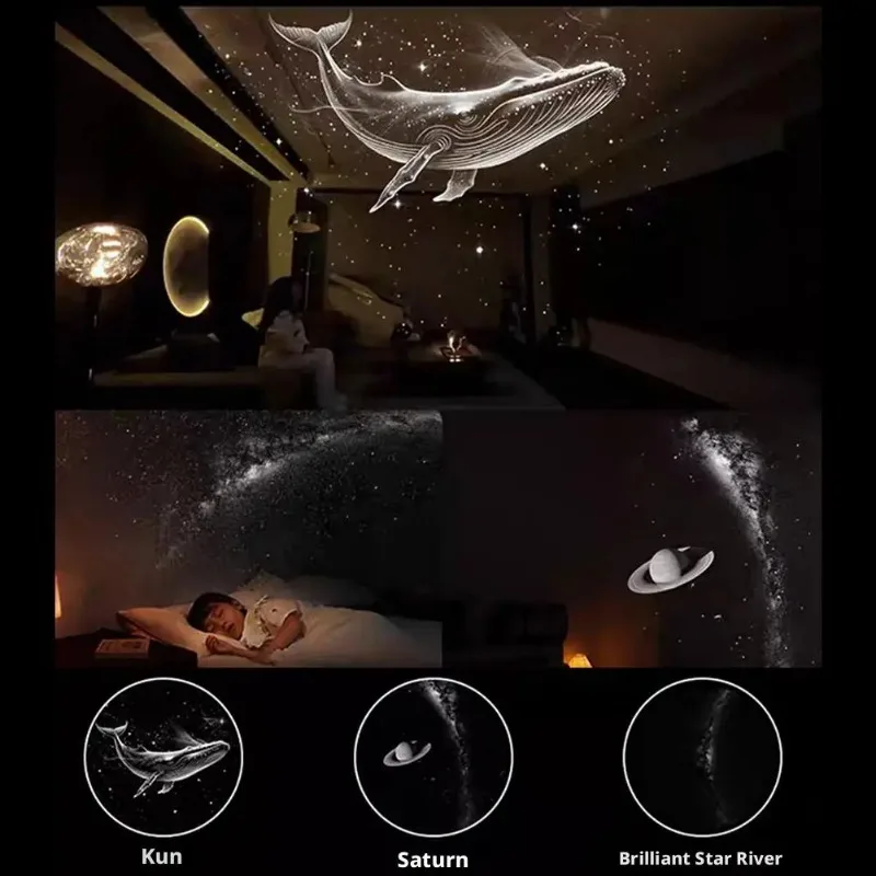 2-in-1 Mini Galaxy Star Projector Night Light LED Starry Sky Ambient Lamp for Bedroom Sleep & Decoration LED Atmosphere Light