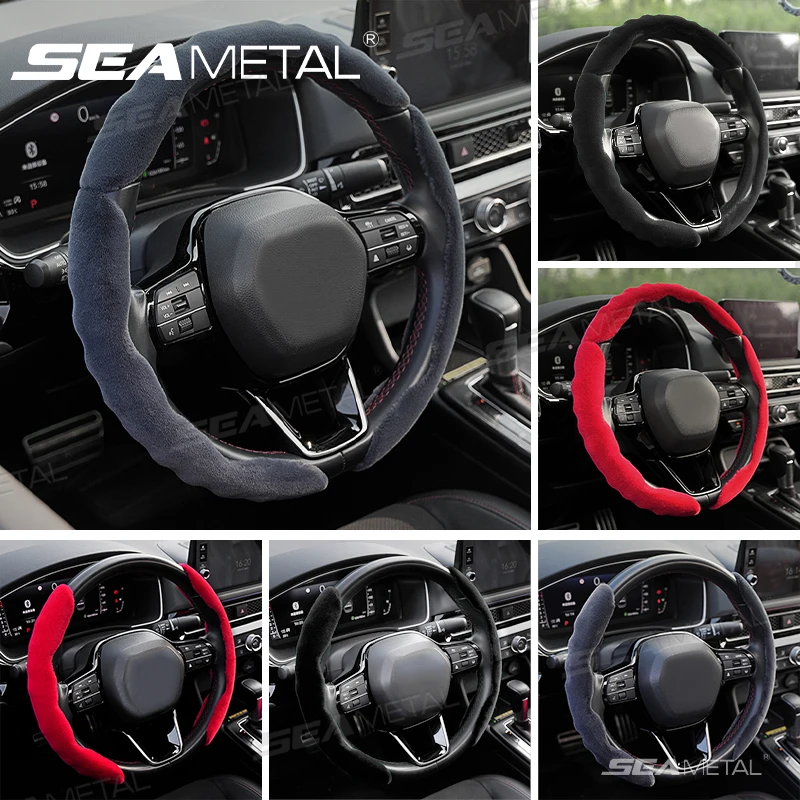 SEAMETAL Winter Lenkrad Abdeckung Shell Verdicken Plüsch Warme Lenkung Schutz Anti Scratch Auto Lenkrad Abdeckung Nicht-Slip