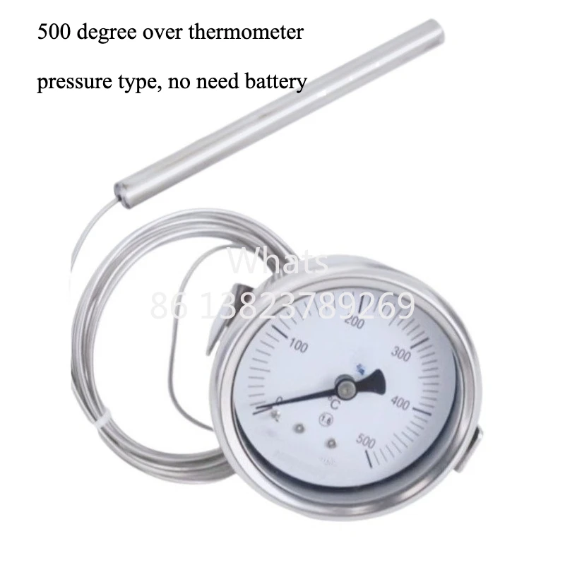 500℃ High-temperature pizza oven temperature gauge stainless steel pressure-type thermometer high-temperature gauge 10 precise
