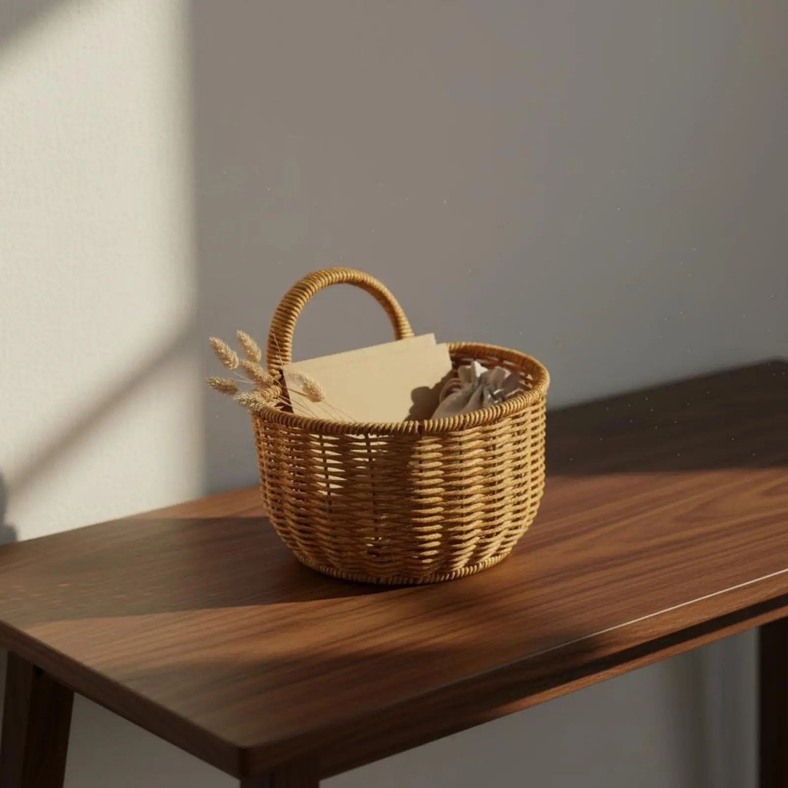 

4 Pieces Woven Basket Handmade Rattan Basket Organizer Bin Easy to Clean with Handle for Bathroom, Toilet