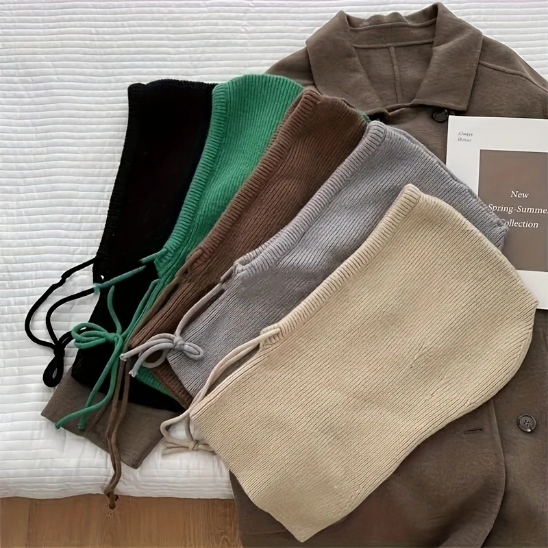 Gebreide muts uit één stuk Nekbescherming, warmte, windbestendigheid Multifunctionele warme muts met trekkoord, je kunt het touw binden