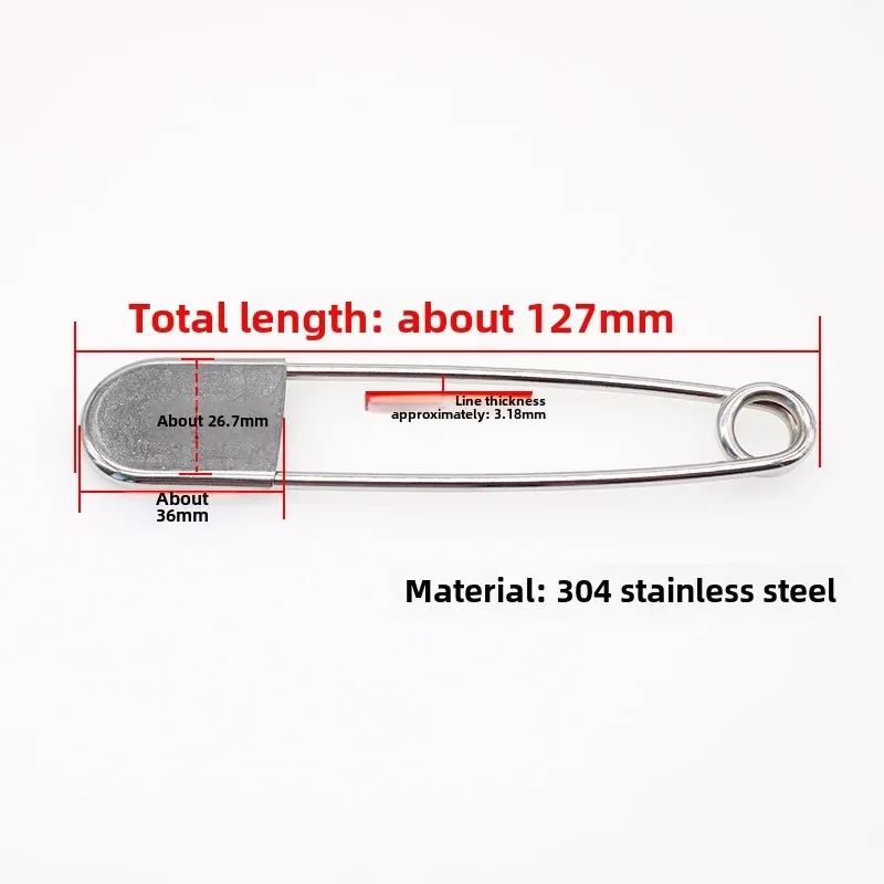 5pcs Large Size Silver Stainless Steel Safety Pin DIY Sewing Needles Wrapped Safety Pins Fixing Files Tools  Apparel Accessories