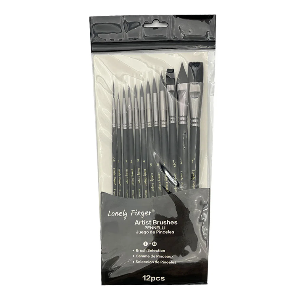 

12 шт. профессиональный набор кистей для акварельных красок, мягкие синтетические кисти для волос для акварели, акрила, гуаши