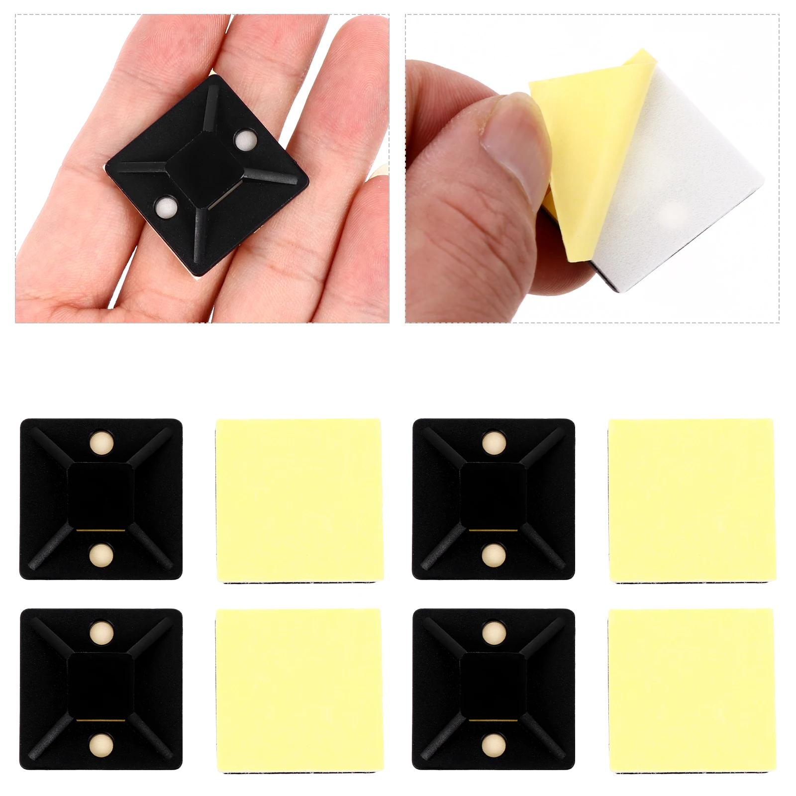 

100pcs Cable Tie Mounts Self Adhesive Suction Cup Wire Clips Organizer Holder for Cords PE Durable Safe Easy Install