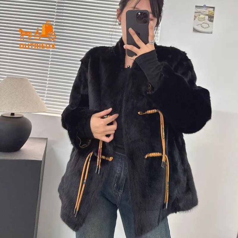2025 New Winter New Temperament Double-sided Fur Real Mink Women's Jacket, 100% Mink, B Warm Fur Holiday Work Women's Jacket