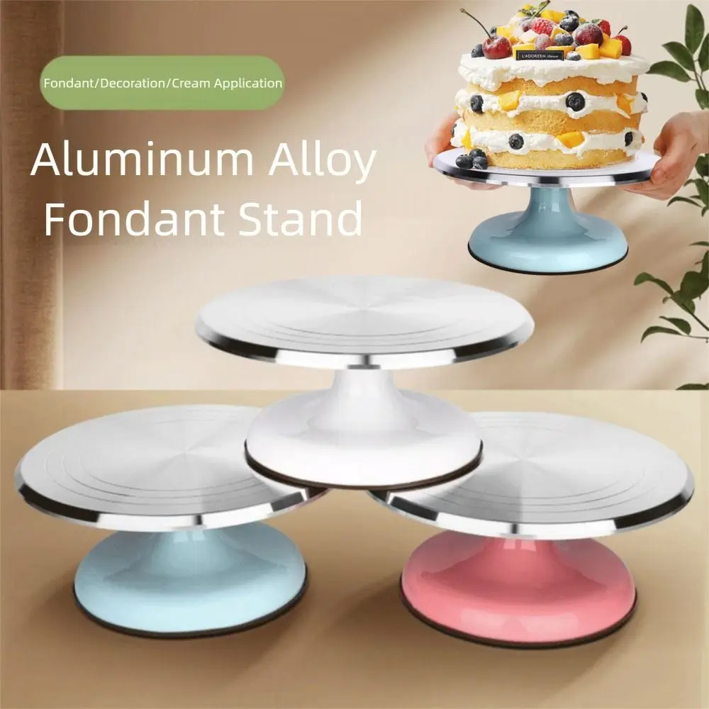 

Aluminum Alloy Birthday Cake Turntable Non Slip Silicone Bottom Cake Decorating Spinner Round Smooth Rotation