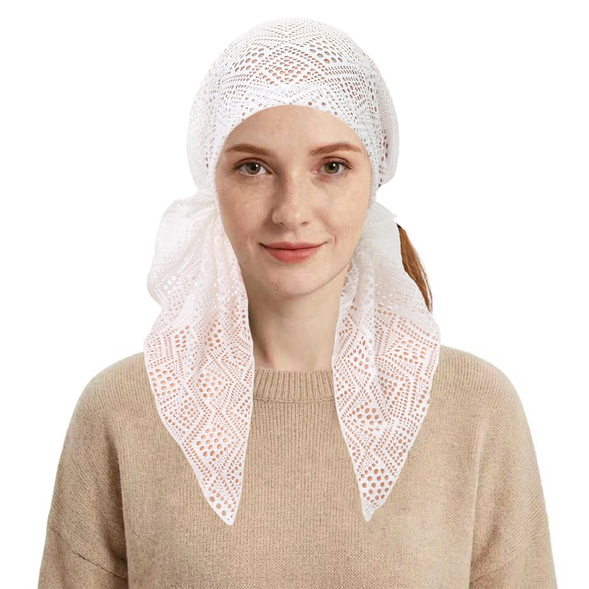 2026 New Solid Color Hijab Soft Breathable Muslim Women Headscarf Fashion Versatile Lace Long Tail Bonnet Ramadan Turban Hat