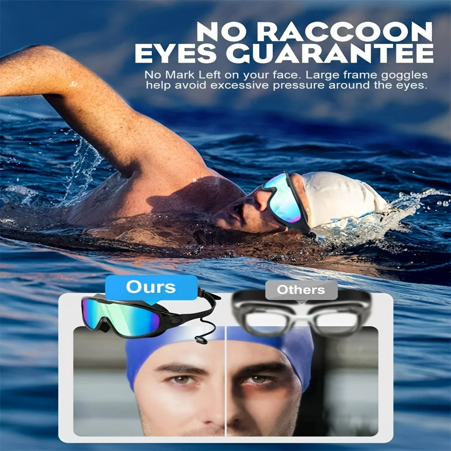 Swim Goggles 2 Pack, Anti-Fog UV Protection No Leak 180° Wide View Clear Vision Swimming Goggles for Adult Men Women Kids, Soft Silicone Pool Swim Accessories view 2