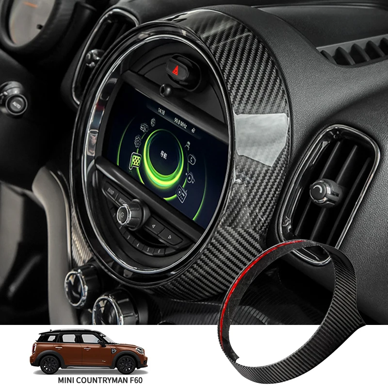 Car Central Control Screen Decorative Cover Sticker Carbon Fiber Modification Accessories For  M Coope r J C W F 60 Country