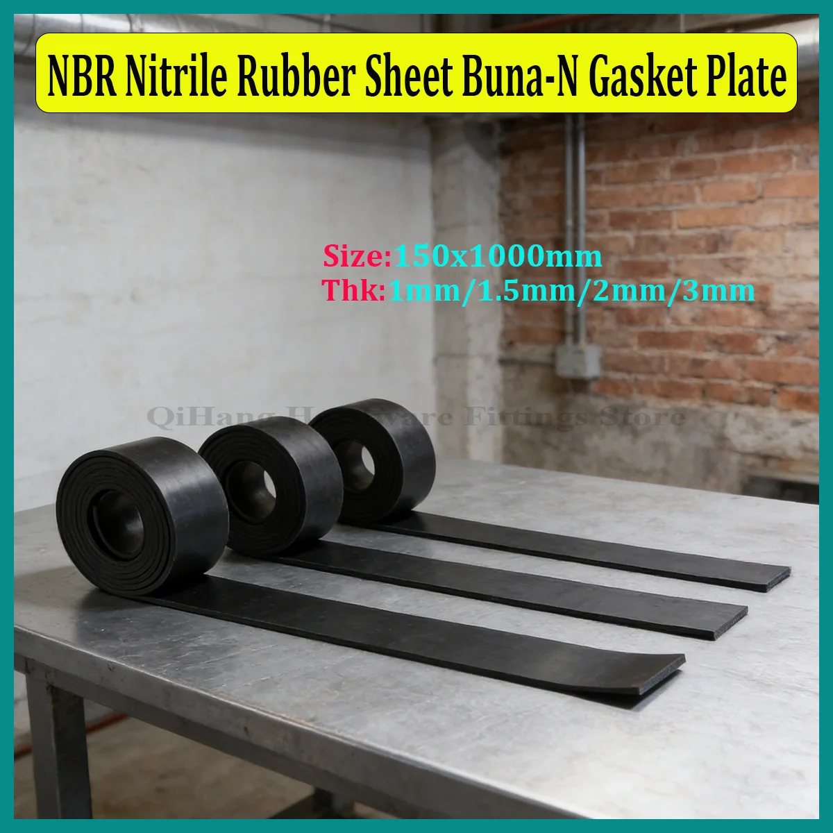 

150mmx1000mm NBR Nitrile Rubber Sheet Buna N Gasket Plate 1mm/1.5mm/2mm/3mm Oil Acid Alkali Resistant Industrial Seal Material