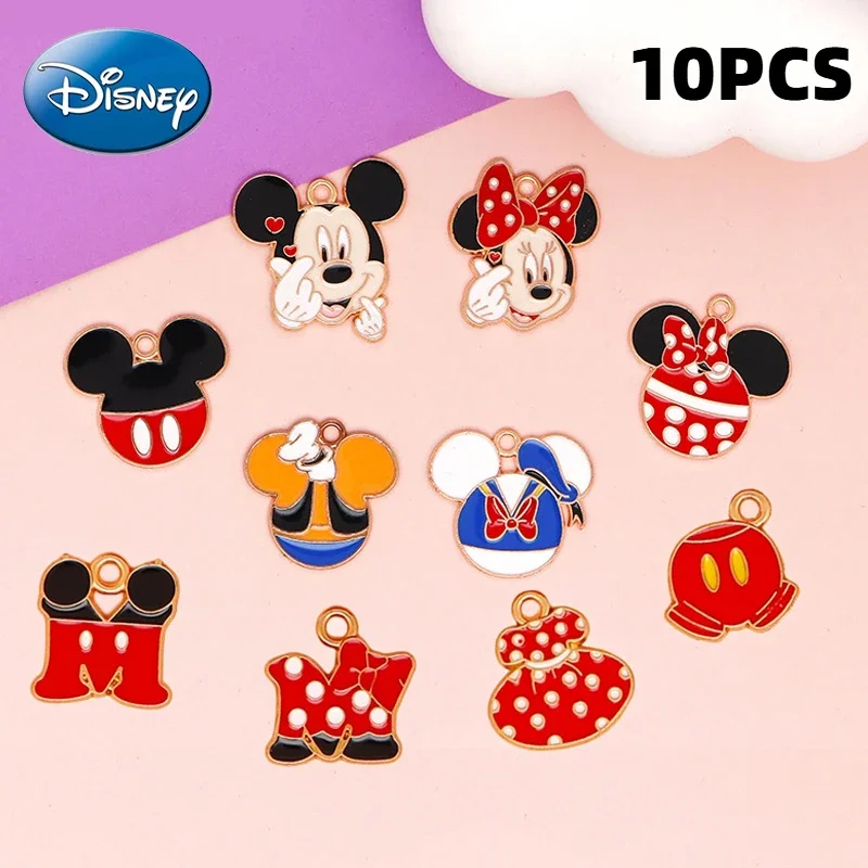 10pcs Disney Mickey Cartoon Charm for Jewelry Making Enamel Necklace Bracelet Earring Pendant DIY Accessories Alloy Gold Plated