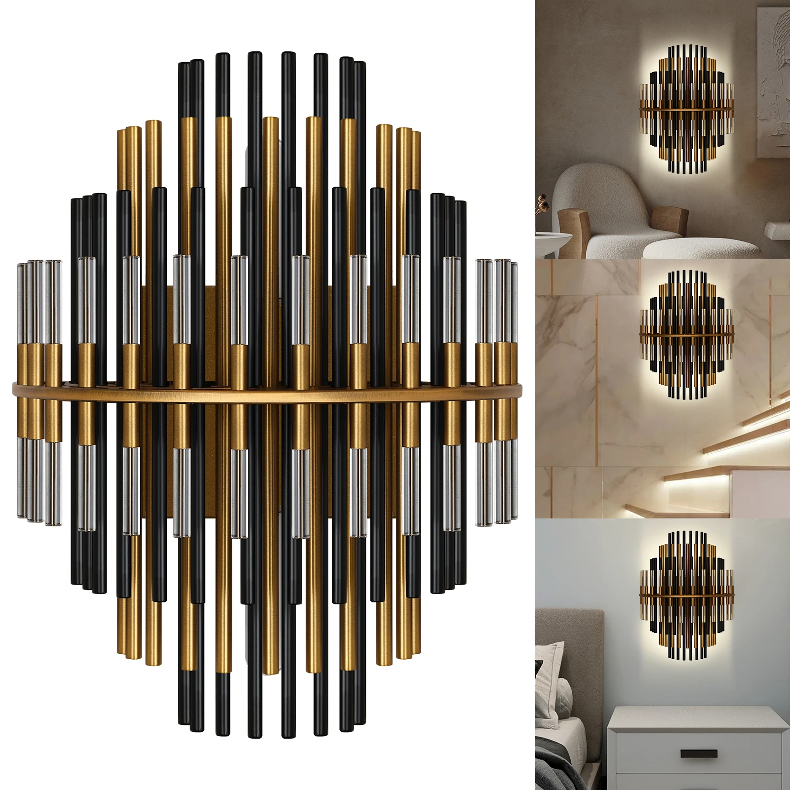 Crystal Wall Sconce Light Farmhouse Industrial Modern Brushed LED Wall Sconces with Clear Crystal Luxury for Bedroom Staircases