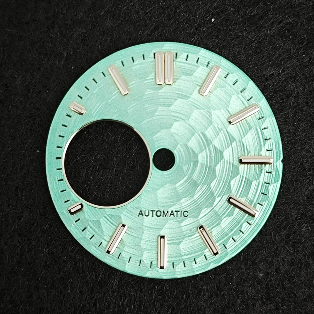 28.5 مللي متر ساعة الطلب NH35 الطلب الأخضر مضيئة ساعة وجوه ساعة اكسسوارات استبدال أجزاء لحركة NH38