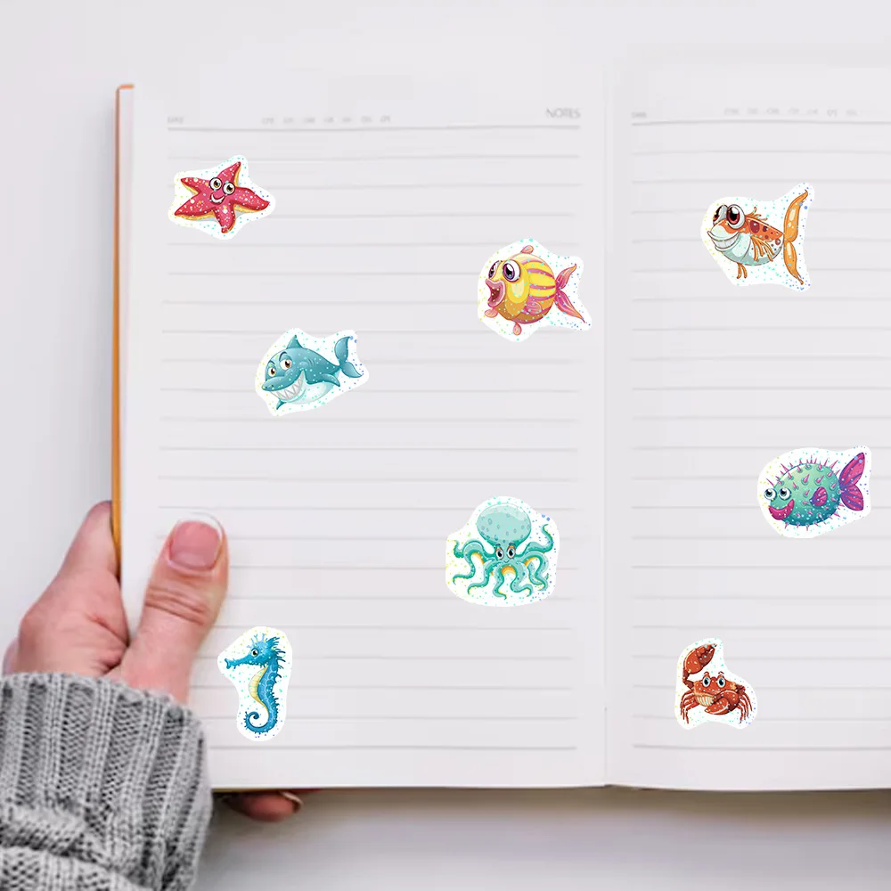 50-500Pcs Cartoon Marine Life Sea Animals Stickers for DIY Scrapbook Journal Stationery Seal Decor Reward Waterproof Sticker