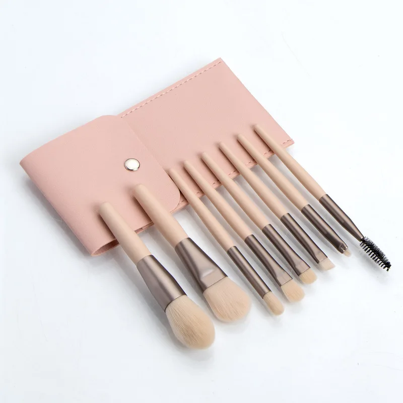 Ningying 8-teiliges tragbares Mini-Make-up-Pinsel-Set, buntes Beauty-Tools, Kosmetikpinsel-Set für Lidschatten, Rouge und Lippenstift