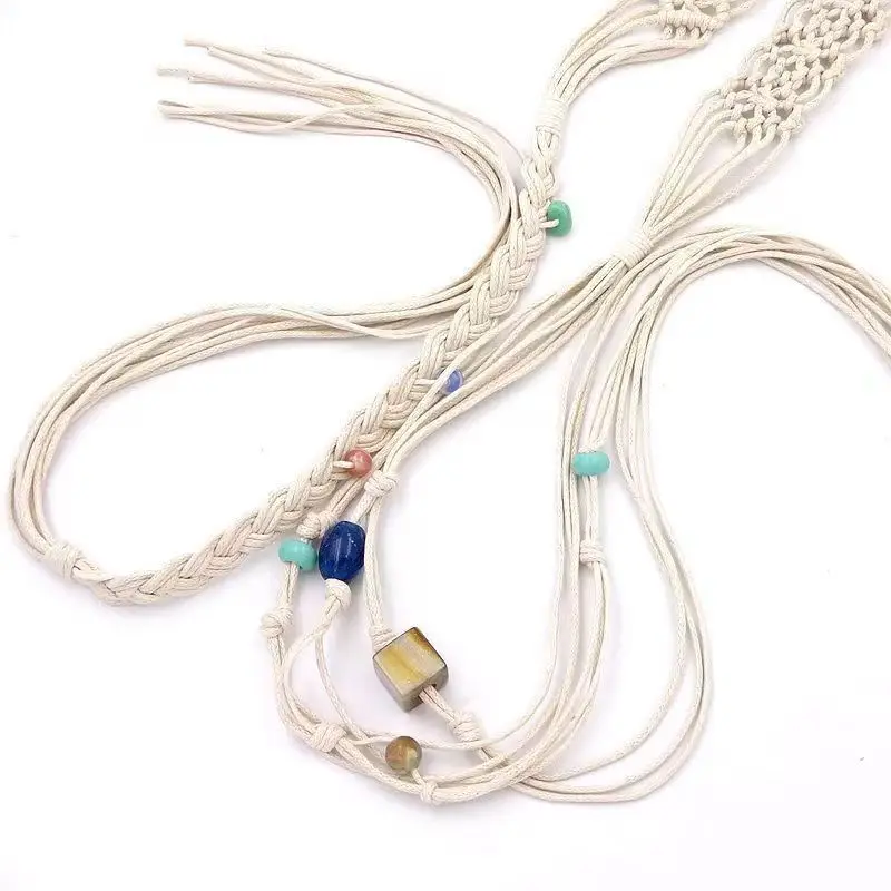 Женский ремень в богемном стиле с вощеной веревкой, этническая ветровая юбка, пояс с широкой талией, модный аксессуар для женщин