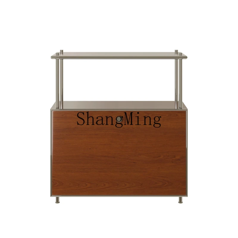 

FG antique cabinet solid wood dining side cabinet living room wall vertical cabinet simple metal storage