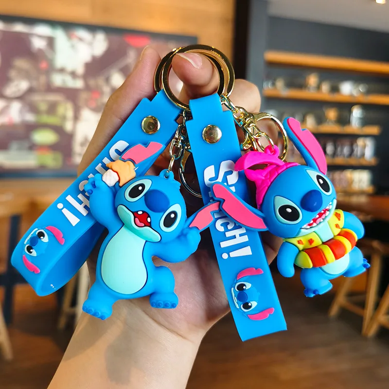 Anime Disney Stitch Keychains Fruit Ilaveros Car Key Handbag Accessories Lilo Stitches Pink Angel Keyring Christmas Gift